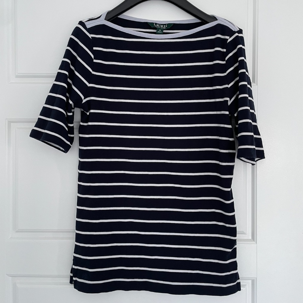 Lauren by Ralph Lauren Navy Stripe Tee